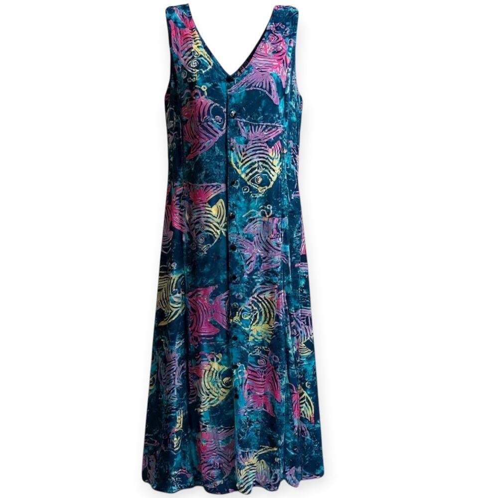 Vintage Tropical Fish Print Muumuu Hawaiian Dress